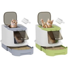 PawHut Lettiera per Gatti Chiusa con 2 Porte, Vassoio e Deodorante