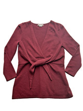 Cashmere Sweater Kenar Women's Size S Red Tie Front Long Sleeves Soft
