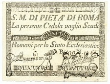 4 SCUDI CEDOLA SACRO MONTE DELLA PIETÀ DI ROMA 14/09/1795 SUP-