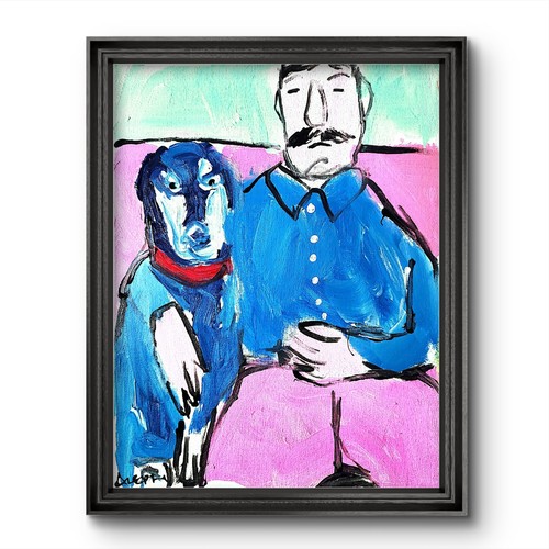 Quadro originale uomo - con, cane