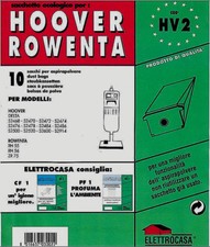 Elettrocasa HV2 x10 Sacchi di Ricambio per Scopa Elettrica Hoover/Rowenta