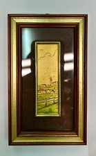 Quadretto paesaggio su foglia