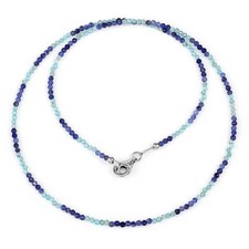 Collana 18" con perle di pietre preziose scintillanti rotonde micro...
