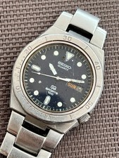Seiko 7546-6030 Quarzo Sport 100 Orologio Uomo Vintage Quadrante Nero Vintage