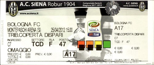 Biglietto stadio bologna - fc, vs