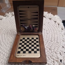 Piccolo backgammon e dama vintage in legno