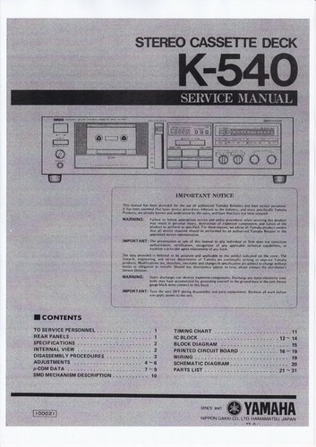 Manuale servizio per yamaha - manuale, di