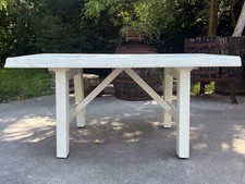 Tavolo RUSTICO bianco SHABBY TOP legno scortecciato 6cm 190x90xh80cm SU MISURA