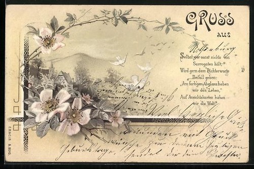 Paesaggio con colombe bianche