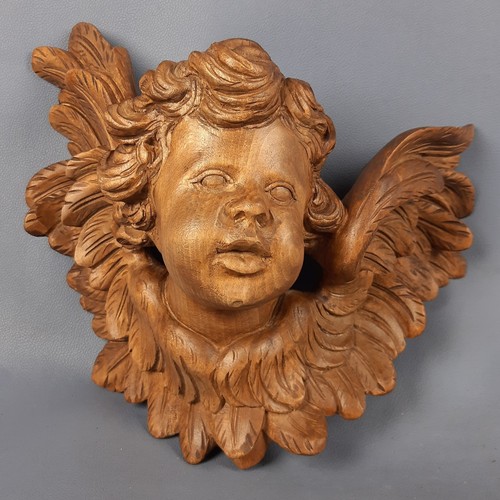 Scultura testa putto alato - scultura,