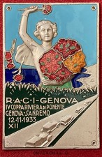 RACI GENOVA IVa COPPA RIVIERA DI PONENTE PLACCA GARA AUTO GENOVA SANREMO 1933