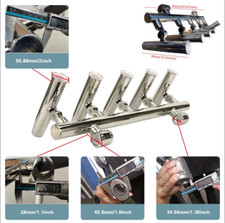 Console Pesca Barca T Top Lanciarazzi Acciaio Inox 2"Morsetto 5 Canne Porta Canne