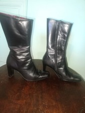 stivali donna alti cuoio neri 38 6 us 5 uk italian leather  women's boots