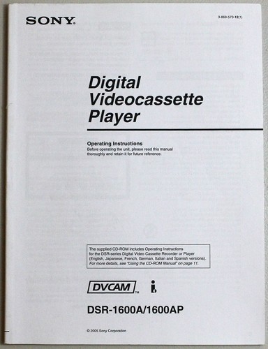 Sony dsr 1600 lettore - sony, dsr-1600
