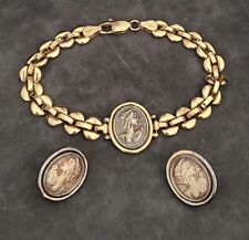 Argento (Sterling )925 Antico Bracciale Più Orecchini  Made In Italy  Vermeil