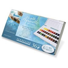 Boîte de voyage 36 couleurs en ½ godets La petite aquarelle Sennelier + carnet