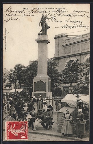 Cpa lorient statue de - lorient,,
