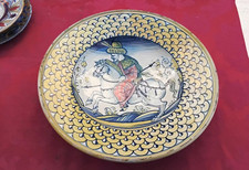 Antico Piatto Maiolica Lustro Rubino ed Oro DERUTA? PESARO? Fine XIX° Secolo 