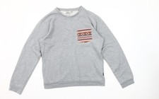 Felpa pullover donna WESC grigio cotone taglia M tasca azteca