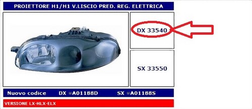Faro proiettore h1 vetro - faro, dx