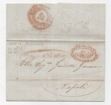 AC93- VIA DI MARE PREFILATELICA PALERMO PER NAPOLI " VAPORE POSTALE" 1842