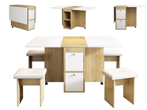 Tavolo pieghevole ruote set - tavolo, su