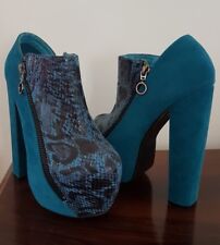 scarpe plateau velluto verde pitone stampato smeraldo 36 tacco 15.5