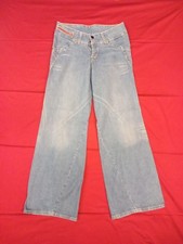 LEVI'S JEANS DONNA LARGHI VITA BASSA 29X34 NO LABEL EXTRA RARE DENIM RED BUTTON