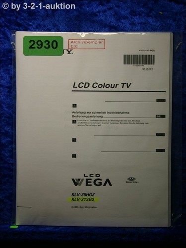 Sony manuale klv - 26hg2, /21sg2