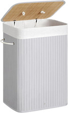 Cesta Portabiancheria Con Coperchio, 72 L, Cesto Porta Biancheria in Bambù, Pieg