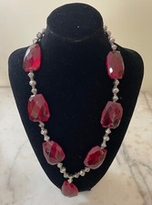 Collana vintage Vetro tipo rubino Lunghezza 59 cm Peso 185,54 g