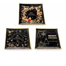 Set 3 piatti quadrati in vetro design oro nero Elegant Christmas