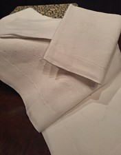 Antico Lenzuolo con Federe Lino Sottile Ricamato A Mano cm230x270 Federe cm83x57