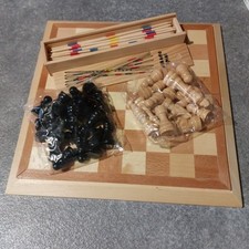 Scacchi Set Giochi In Legno: Scacchiera Richiudibile E Mikado Da Viaggio