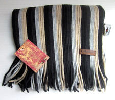 Charro Sciarpa Unisex a Righe Multicolore Acrilico 170cm Marrone Beige e Azzurro