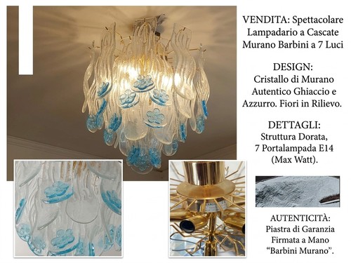 Lampadario cascata murano - lampadario,