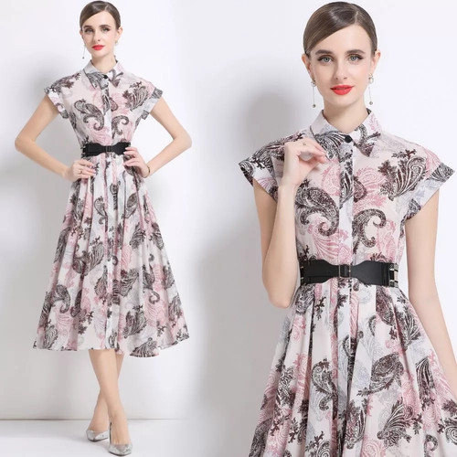 Vestito estivo rosa con stampa - estivo,