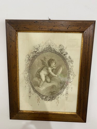 Stampa epoca con putto al - putto,