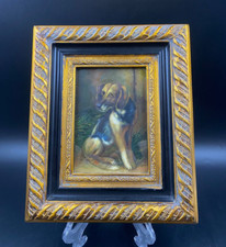 Quadro ritratto cane olio come vivo vintage