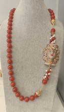 Collana artigianale lunga Pasta di Corallo ceramica Caltagirone