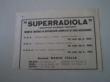 advertising Pubblicità 1927 RADIO ITALIA SUPERRADIOLA SUPER RADIOLA
