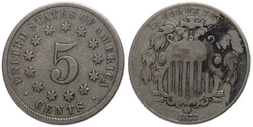 Usa america cent 1872 - 5,
