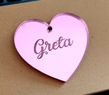 10x cuore in plexiglass con nome segnaposto battesimo chiudipacco bomboniera