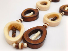 COLLANA ETNICA OSSO CAVO  E PERLINE