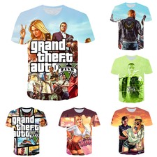 T-shirt manica corta Grand Theft Auto GTA5 unisex BAMBINI/ADULTI stampa 3D regalo