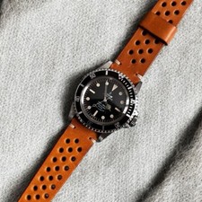 CINTURINO VERA PELLE MARRONE TRAFORATO RACING 20MM PER MOONSWATCH SUB  E CHRONO