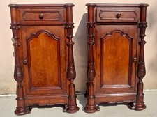 ANTICHI COMODINI IRLANDESI ORIGINALI CON MARMO BIANCO FINE 800