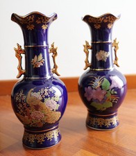 Coppia VASI CINESI blu decorati 