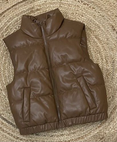 Gilet ecopelle marrone fodera