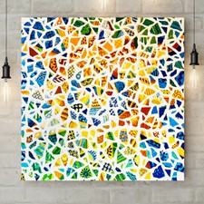 Mosaico incrinato - arte da parete astratta - stampa arte da parete arrotolata su tela